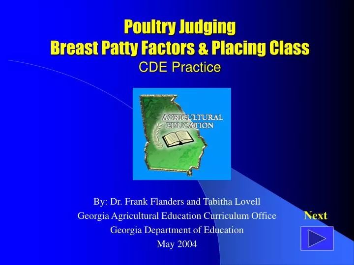 poultry judging breast patty factors placing class cde practice