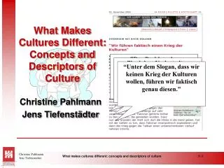 What Makes Cultures Different: Concepts and Descriptors of Culture