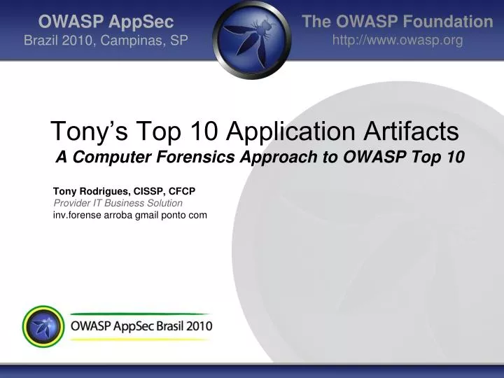 tony s top 10 application artifacts a computer forensics approach to owasp top 10
