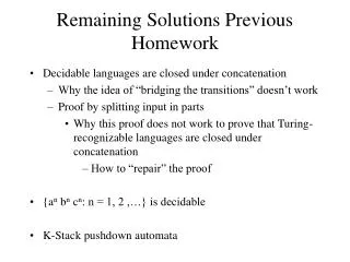 Remaining Solutions Previous Homework