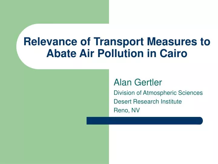 relevance of transport measures to abate air pollution in cairo