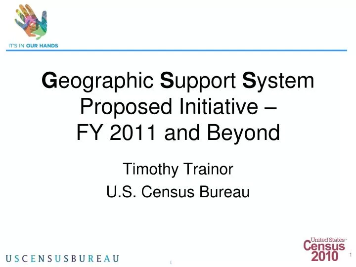 g eographic s upport s ystem proposed initiative fy 2011 and beyond