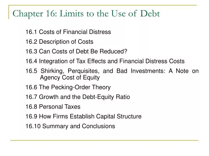 chapter 16 limits to the use of debt