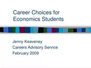 Career Choices for Economics Students