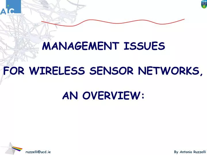 management issues for wireless sensor networks an overview
