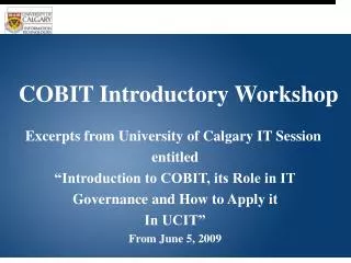 COBIT Introductory Workshop