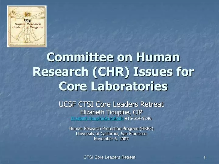 committee on human research chr issues for core laboratories