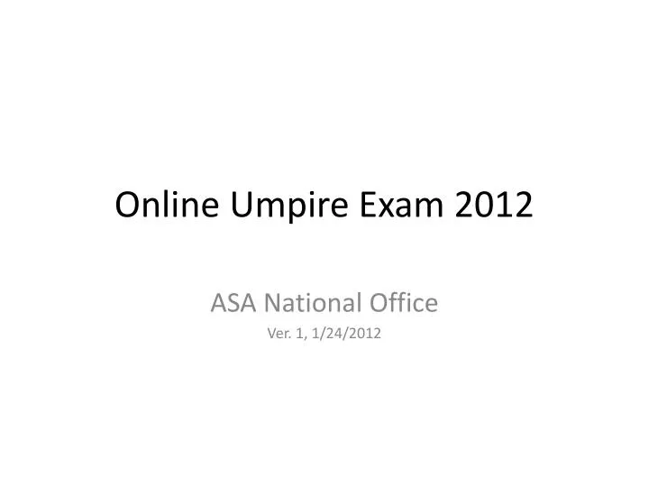 online umpire exam 2012