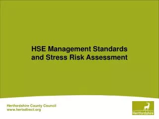HSE Management Standards and Stress Risk Assessment