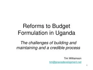 Reforms to Budget Formulation in Uganda