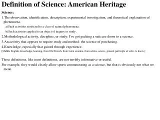 Definition of Science: American Heritage