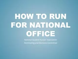 How to run for national office