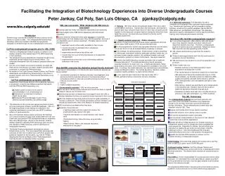 Facilitating the Integration of Biotechnology Experiences into Diverse Undergraduate Courses
