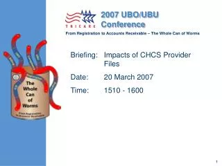 Briefing:	Impacts of CHCS Provider Files Date:	20 March 2007	 Time:	1510 - 1600