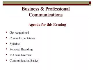 Business &amp; Professional Communications