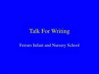 Talk For Writing