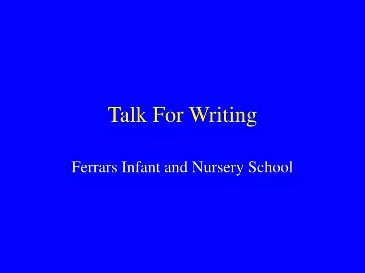 talk for writing