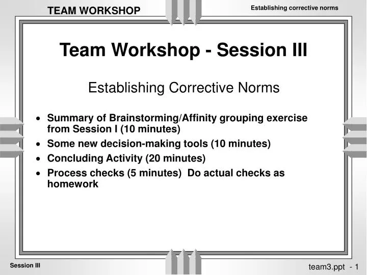 team workshop session iii