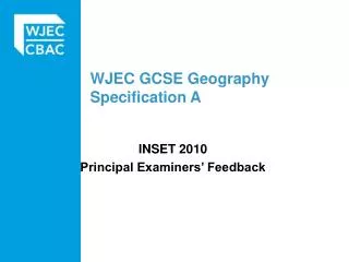 WJEC GCSE Geography Specification A