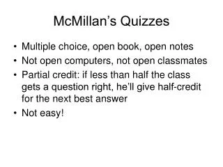 McMillan’s Quizzes