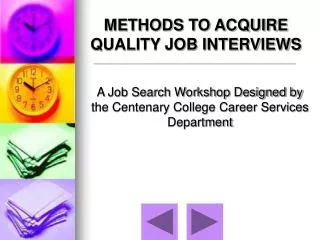 A Job Search Workshop Designed by the Centenary College Career Services Department