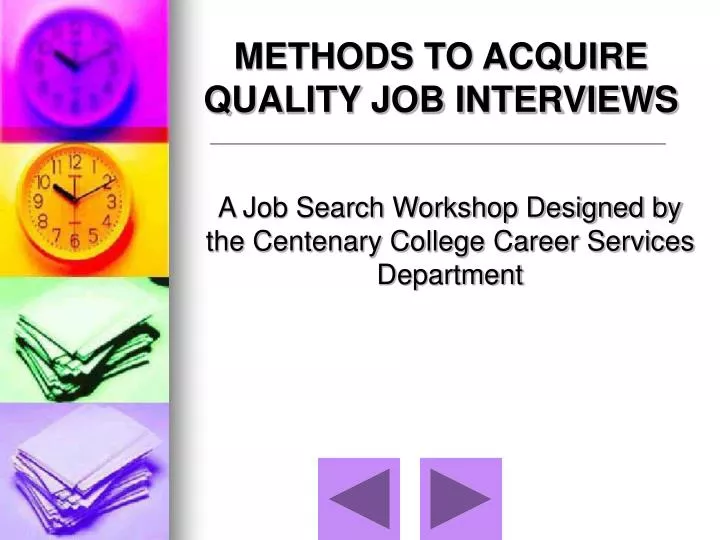 a job search workshop designed by the centenary college career services department