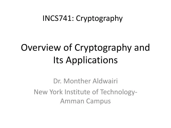 overview of cryptography and its applications