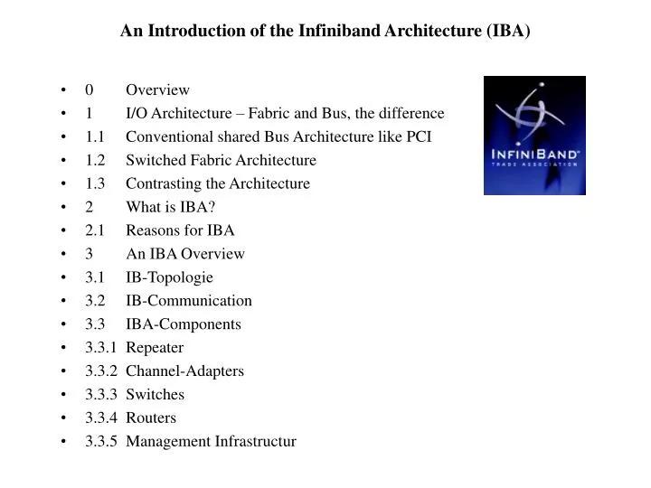 an introduction of the infiniband architecture iba