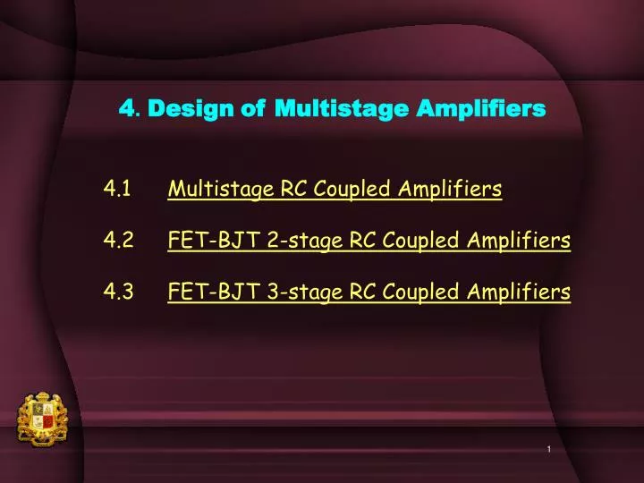 4 design of multistage amplifiers