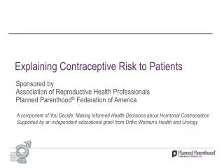 Explaining Contraceptive Risk to Patients