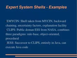 Expert System Shells - Examples