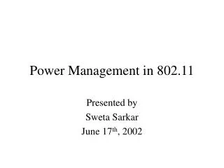 Power Management in 802.11