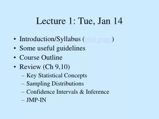 Lecture 1: Tue, Jan 14