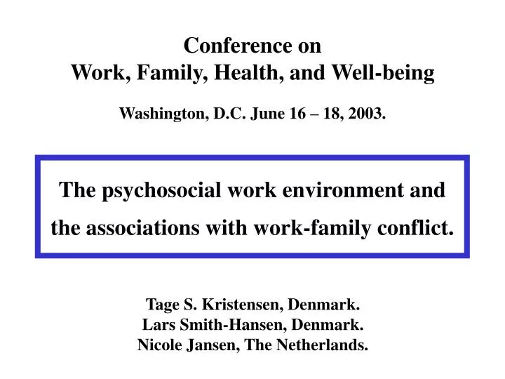 conference on work family health and well being
