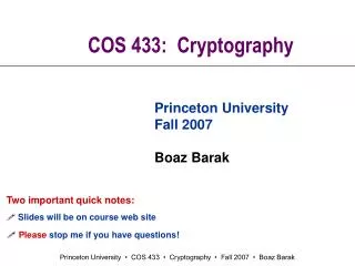 COS 433: Cryptography