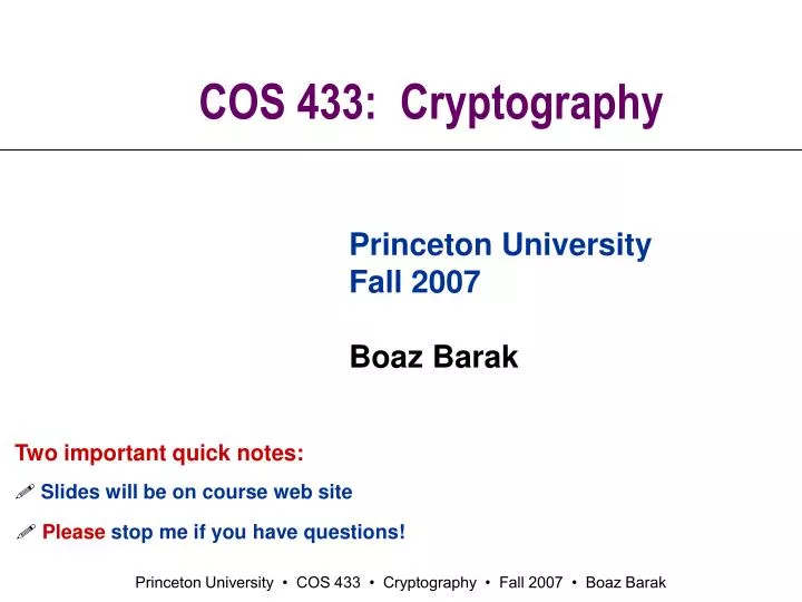 cos 433 cryptography