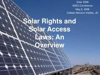 Solar Rights and Solar Access Laws: An Overview