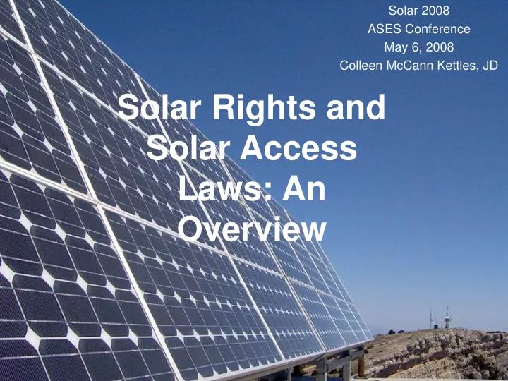 solar rights and solar access laws an overview