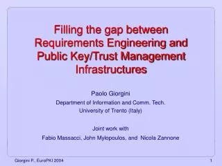 Filling the gap between Requirements Engineering and Public Key/Trust Management Infrastructures