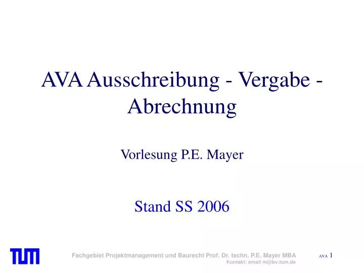 ava ausschreibung vergabe abrechnung vorlesung p e mayer