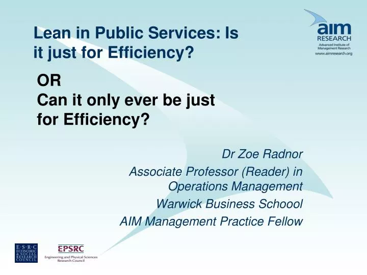 lean in public services is it just for efficiency