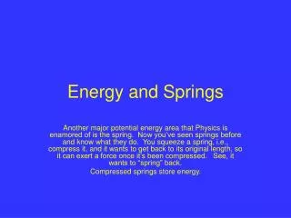 Energy and Springs