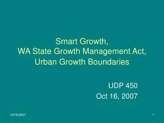 Smart Growth, WA State Growth Management Act, Urban Growth Boundaries