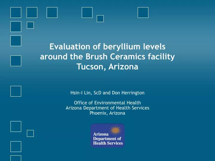 evaluation of beryllium levels around the brush ceramics facility tucson arizona