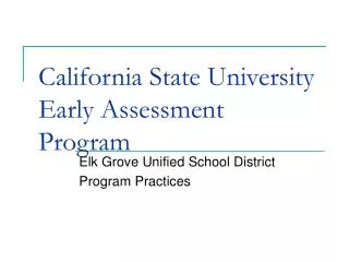 California State University Early Assessment Program