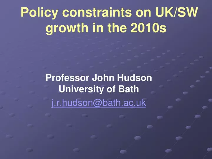 policy constraints on uk sw growth in the 2010s