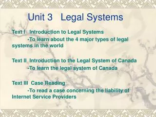 Unit 3 Legal Systems