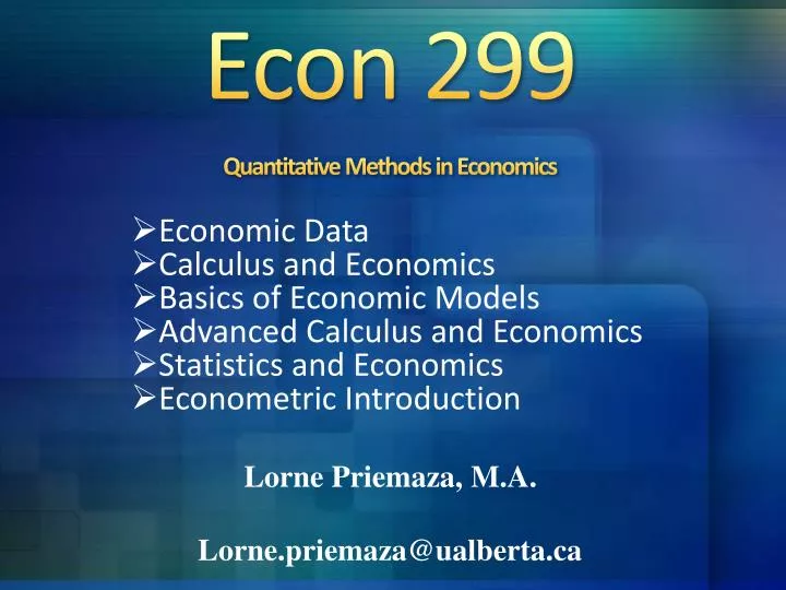 econ 299 quantitative methods in economics