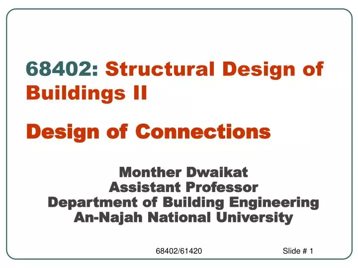68402 structural design of buildings ii