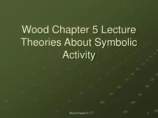 Wood Chapter 5 Lecture Theories About Symbolic Activity